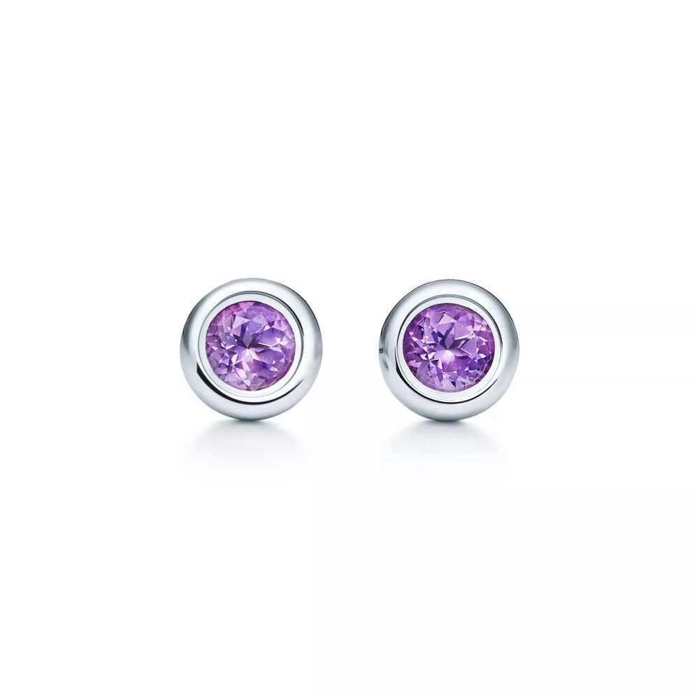 Tiffany & Co Elsa Peretti Amethyst Necklace & Stud Earrings Set  Unworn - Picture 2 of 8